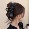 Presilha de cabelo grande laço couro preto alta qualidade outono inicial grampo de cabelo feminino coque alto para trás pinça tubarão acessórios de cabelo moda