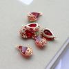Vidrio de tierras raras borde de cobre gema hueca flor de ciruelo gota de agua accesorios horquilla antigua DIY colgante pequeño joyería Hanfu