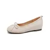 Zapatos de tacón de noche Weiwei Lady 5918-1 estilo francés con lazo suave para mujer, con aumento de altura interior, punta redonda, boca poco profunda, tipo bailarinas