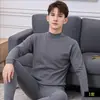 [100%] Algodão Puro Conjunto Térmico Íntimo Masculino Gola Média-Alta Roupas de Outono e Calça Longa À Prova de Frio e Aquecimento Rápido Pijama de Algodão para Usar por Baixo