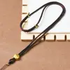 Cordón para Collar Tejido a Mano, Cordón Trenzado Puro Hecho a Mano para Colgar Collares, Cordón con Colgante de Flor de Durazno, Cordón para Amuleto de Buda con Jade y Cera de Abeja