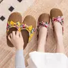Pantuflas tejidas de paja de verano para mujer, pantuflas de lino para el hogar, pantuflas de ratán antideslizantes para interior con suela gruesa para hombre