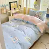 Juego de Ropa de Cama Individual de Tres Piezas de Algodón Puro para Dormitorio de Estudiantes Universitarios, Juego de Cuatro Piezas de Sábana y Funda de Edredón de Algodón
