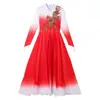 Baile de Apertura con una Falda Larga y Fluida, Traje Moderno para Escenario, Atuendo para Actuación Coral Cantando y Bailando, Vestido Largo para Mujer para Fiesta de Baile