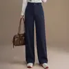 Nuevos pantalones anchos de color liso, cálidos y versátiles para mujer, novedad otoño 2026, de cintura alta, adelgazantes, holgados, casuales