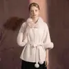 Chal para Mujer Capa Exterior Otoño e Invierno Cuello Grande de Piel de Alta Gama Terciopelo Imitación Visón Cinturón Estilo Pequeño Fragante Chaqueta de Cuello Alto Estilo Corto