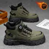 Botas Martin para Hombre con Hebilla Giratoria, que Aumentan la Altura, Zapatos de Trabajo de Caña Alta de Suela Gruesa para Otoño e Invierno, Zapatos Versátiles Casuales al por Mayor para Hombre, Algodón