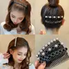 Pente de Cabelo de Pérola Levemente Luxuoso para Arrumar Franjas e Fios Soltos, Presilha de Cabelo Feminina para a Nuca, Acessório de Cabelo Feito à Mão
