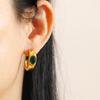 Pendientes de acero de titanio con incrustaciones de circonitas con tendencia transfronteriza de Europa y Estados Unidos para mujer, pendientes en forma de C de oro de 18 quilates de alta calidad, outlet de fábrica