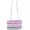 Nova Bolsa Fashion Arco-Íris Feminina de Ombro/Axila Aberta Listrada Quadrada Pequena Bolsa de Ombro Feita à Mão com Contas de Acrílico