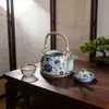 La Tetera y Tazas de Cerámica Más Vendidas de Amazon Cinco Series Tetera de Cerámica Cian con Filtro Se Puede Personalizar con Logo