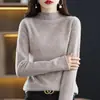 Suéter para Mujer 2026 Principios de Otoño con Cuello Medio Enrollado, Corte Holgado, Adelgazante, Adecuado para el Trabajo, 100% Lana, Básico de Punto Liso Sencillo