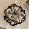 Estilo Coreano Retro Color Café Lunares Volantes Anillo para el Cabello Intestino Grande Portaponytails Tela Accesorios para el Cabello para Mujeres