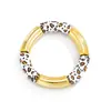 Pulsera elástica de resina y bambú retro con efecto difuminado, transfronteriza europea y americana, moda Ins, pulsera de metal con codo y estampado de leopardo