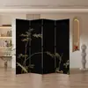Biombo Decorativo Plegable Negro Estilo Francés para Sala de Estar, Vestíbulo, Oficina, Pared de Fondo de Sofá, Pantalla Decorativa Plegable Móvil para la Entrada