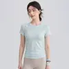 Nuevo Top de Yoga para Mujer de una Pieza Tejido de Manga Corta Alta Elasticidad Ajustado Pilates Aeróbicos Entrenamiento Fitness Camiseta