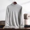 Suéter Masculino Gola Alta 100% Caxemira Pura Outono/Inverno 2026 Novo Suéter de Malha Grossa Pulôver de Caxemira para Homens