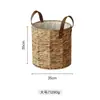Cesta de almacenamiento tejida de paja personalizada, forma redonda con asa de cuero, cesta de lavandería para decoración de casa de huéspedes, cesta organizadora y de almacenamiento para artículos diversos