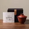 Miyan Original Arcilla Púrpura Zhuni de Mina Arcilla Púrpura Sancai Gaiwan Tazón de Té Casero Taza de Té Juego de Té Kung Fu Tazón de Té Vintage Antiescaldante