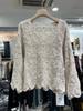 Principios de otoño estilo coreano suave top de encaje holgado adelgazante suéter pequeño calado top tejido a crochet para mujer