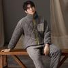Pijama de Invierno Juvenil para Hombre Franela Algodón de Tres Capas Grueso con Forro Polar Cálido Ropa de Algodón Ropa para el Hogar Traje Ropa Exterior