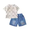 Conjunto de Verano para Niños 2026 Nuevo Elegante y Fresco Bebé Niños Cuello Redondo Manga Corta Conjunto de Dos Piezas Ropa Delgada de Moda