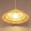 Lâmpada de Chapéu de Palha Rattan Retro Personalizada Criativa Abajur Lâmpada de B&B Fazenda Bambu Trançado Estilo Tronco Lâmpada de Restaurante Lustre