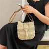Bolsa de Palha Versátil Estilo Novo 2025 Estilo Étnico Bolsa de Ombro Transversal com Franjas Bolsa de Praia para Férias na Praia