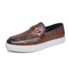 Mocassins Masculinos Tamanho Grande 46 Transfronteiriços 2025 com Fivela de Agulha Dupla, Sapatos de Couro de Solado Grosso Slip-On Estilo Britânico Business Casual