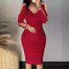Moda 2024 Falda de Cadera Amazon Europea y Americana Chica Popular Vestido Ajustado Plisado de Diamantes Calientes Color Sólido Verano Vestido Negro Pequeño para Mujer