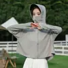 Ropa de Protección Solar de Goma Negra Estilo Nuevo 2025 para Mujer, Chal Transpirable de Seda de Hielo para Verano, Poncho Exterior Estilo Capa de Protección Solar