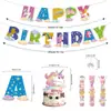 Conjunto de Festa de Aniversário Tema Unicórnio com Bandeiras e Decorações, Artigos de Decoração de Bolo de Aniversário Infantil My Little Pony