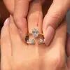 Anillo Abierto Doble Gota de Agua Ovalado con Microincrustaciones de Circonita para Mujer, Anillo Apilable de Moda con un Diseño Sencillo y Elegante, Adecuado para el Dedo Índice