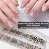 Joyería para Uñas Base Dorada Diamante de Color Punta Diamantada Caja de 12 Compartimentos Tamaño Mixto Decoración de Uñas Destellante Exclusivo para Salón de Uñas