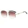 Gafas de Sol Sin Marco de Borde Cortado Estilo Nuevo Europeo y Americano, Tendencia de Moda de Venta Caliente Transfronteriza, Montura Grande, Gama Alta, Gafas de Sol Versátiles para Hombre