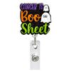 Clip para tarjeta de identificación telescópica de acrílico divertido BOOBOOCREW con diseño de fantasma de Halloween transfronterizo, fácil de tirar y abrochar