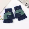 Guantes de dedo medio para niños otoño e invierno niños medio dedo cálidos lindos estudiantes de primaria escritura guantes de punto de doble propósito al por mayor