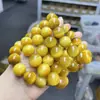 Jingde joias 7A pulseira de contas redondas de pedra olho de tigre dourado partículas grandes pulseira de olho de tigre dourado transparente para homens e mulheres joias atacado