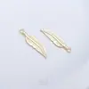 Oro Real de 14K Garantizado Colgante de Pluma Larga Dijes de Hoja Pendientes DIY Hechos a Mano Colgante para Collar Pulsera Joyería