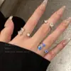 Luz de Estrellas en la Punta del Dedo~Anillo Doble con Diamantes Explosivos para Mujer, Diseño de Nicho, Anillo Articulado de Lujo Accesible, Anillo Alto de Apilamiento