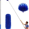 Kit de Limpeza de Ventilador de Teto com Haste Telescópica de Microfibra e Chenille, Removedor de Poeira, Escova para Poeira e Espanador de Penas para Uso Doméstico