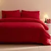 Conjunto Festivo Vermelho de Luxo Leve para Casamento, Conjunto de Roupa de Cama para Casamento de Quatro Peças, Algodão Lavado, Toque de Alta Qualidade, Novo Estilo Conjunto de Capa de Edredom, Três Peças