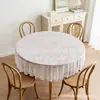 Toalha de mesa redonda de renda branca, toalha de mesa redonda de renda com borboletas brancas estilo francês, toalha de mesa redonda grande para jantar, decoração de casa