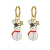 Enfeites de Natal Aço Inoxidável Ouro 18K Estrela de Cinco Pontas Boneco de Neve Brincos Ins Nicho Alto Padrão Outono e Inverno Brincos