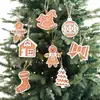 Boneco de Biscoito de Natal Decoração de Natal de Madeira Floco de Neve Marca de Madeira Pingente de Boneco de Pão de Gengibre Lustre de Árvore de Natal Fantasia de Feriado
