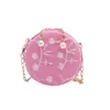 Bolso de mano de mujer de estilo coreano con perlas, diseño bordado simple chic transfronterizo, encaje de moda, bolso redondo de hombro elegante