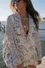 Conjunto de Dos Piezas de Estilo Vacacional Primavera/Verano 2026 Transfronterizo Europeo y Americano Amazon Estampado Cómodo Casual Cuello Bajo Manga Larga Pantalones Cortos