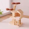Casa na árvore estilo floresta de madeira para gatos escalarem, casa de gato para vários gatos brincarem e se divertirem, estrutura para gatos com arranhadores de juta e plataforma para observar flores