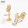 Aretes de Acero Inoxidable 18K con Corona de Flores Incrustada de Diamantes, Clavijas para Hélix de 0.9 mm de Largo, Piercing Labial Versátil de Alta Gama Chapado en Oro