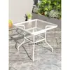 Mesa de Comedor Redonda Plegable Blanca de Vidrio Templado para Exteriores, Mesa de Comedor para el Hogar con una Mesa y Dos Sillas, Mesa de Té Pequeña para Balcón